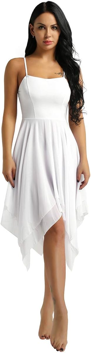 easyforever Women's Elegant Lyrical Ballet Contemporary Dance Dresses Asymmetric Sweetheart Dress: Clothing