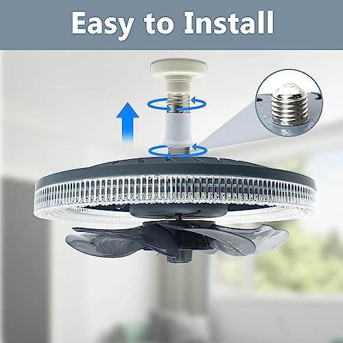 Megaluz LV34W03 ventilador de techo con lampara led 34w, enchufe E27, 10 pulgadas, luz blanca fría, aspas externas, motor silencioso (Control por apagador).