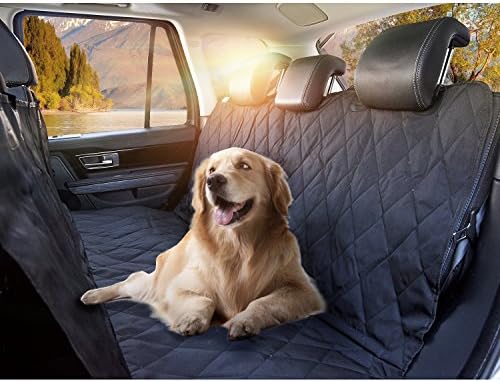 Car Pet Seat Cover With Seat Anchors Universally Fit for Trucks, SUVS, and Vans - Hammock Convertible, Nonslip Backing Waterproof &amp; Machine Washable - Black