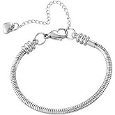 TGLS European Women Charms Stainless Steel Chain Bracelet 10" Fits Standard Charms Bead