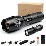 Moobibear Rechargeable LED Tactical Flashlight & Accessaries, Ultra Bright Handheld Flashlight with Adjustable Focus & 5 Lighting Modes, Water & Shock Resistant Torch For Camping Hiking