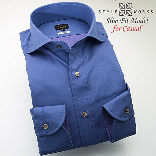 Amazon スタイルワークス メンズカジュアルシャツ 青 青 紫 青 玉虫色 Ll シャツ 通販