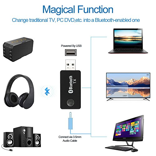 Hulorry Bluetooth transmitte Portable Stereo Audio 3.5mm Wireless Bluetooth Transmitter Audio Adapter for TV DVD PC CD Player MP3/MP4
