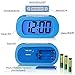 ZHPUAT Colorful Light Digital Alarm Clock with Snooze, Simple Setting, Progressive Alarm, Battery Operated, Shockproof, The Ideal Gift Clock for Kids & Convenient for Travel (Blue)