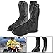 Waterproof Springtime Summer Rainstorm Rainy Day Rainsuit Raingear Motorcycle Road Bike Cruiser Chopper Driving Biker Gear Boot Shoe Cover with Side Zipper Black Adult Mens US 10-11 (Euro 44-45)