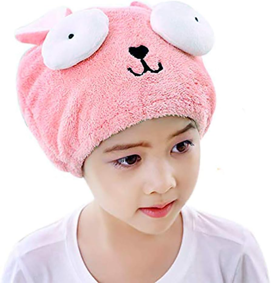 Qchomee Hair Drying Towels Wrap, Kids Microfiber Bath Shower Head Towel