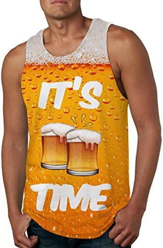 Cutemefy Men's All Over Print Sleeveless Tank Top Casual Sport Gym Vest Shirt