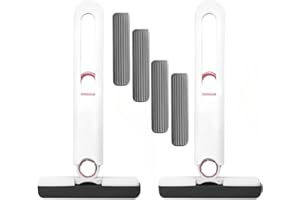 Miracle K 2 Mini Mops + 4 Sponges, Small Mop for Small Spaces, Sponge Mop, Portable Mini Mop, Portable Self Squeeze Mop, Absorbent Wet Dry Mop, Self Wringing Mop (Mini mop)