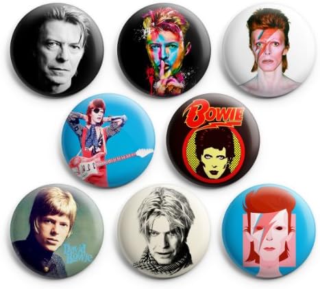 David Bowie Pinback Buttons Badge 1.25" (Set of 8 ) Changes Ziggy NEW