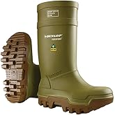 DUNLOP Purofort+ - Lightweight Work boots for Men & Women - Waterproof Safety boots with Soft Toe - Chemical and Slip Resistant with Tall Shaft - Dark Green/Brown - Size 3-16/17