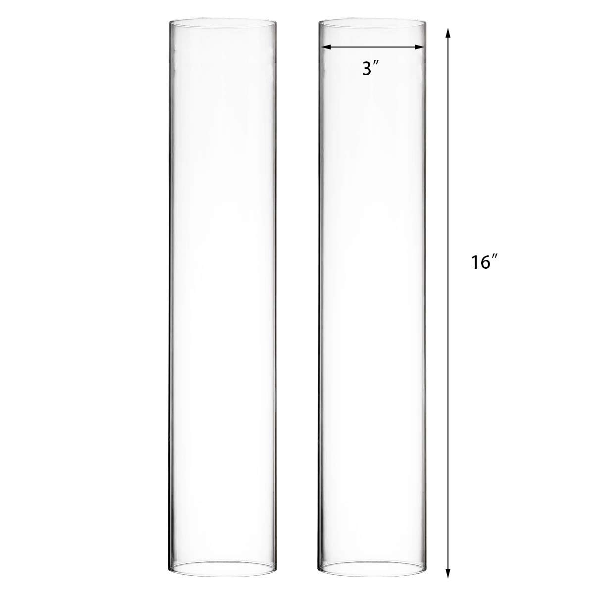 Glass Cylinder Open Both Ends Various Size Chimney Tube 2.5 Wide x 14