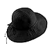 Linen Wide Brim Summer Beach Sun Hat for Women Foldable Travel Packable UV Bucket Cap (Black)