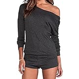 YINUOWEI Sexy Women Bodycon Shoulder-off Long Sleeve Casual Romper Jumpsuit