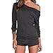 YINUOWEI Sexy Women Bodycon Shoulder-off Long Sleeve Casual Romper Jumpsuit
