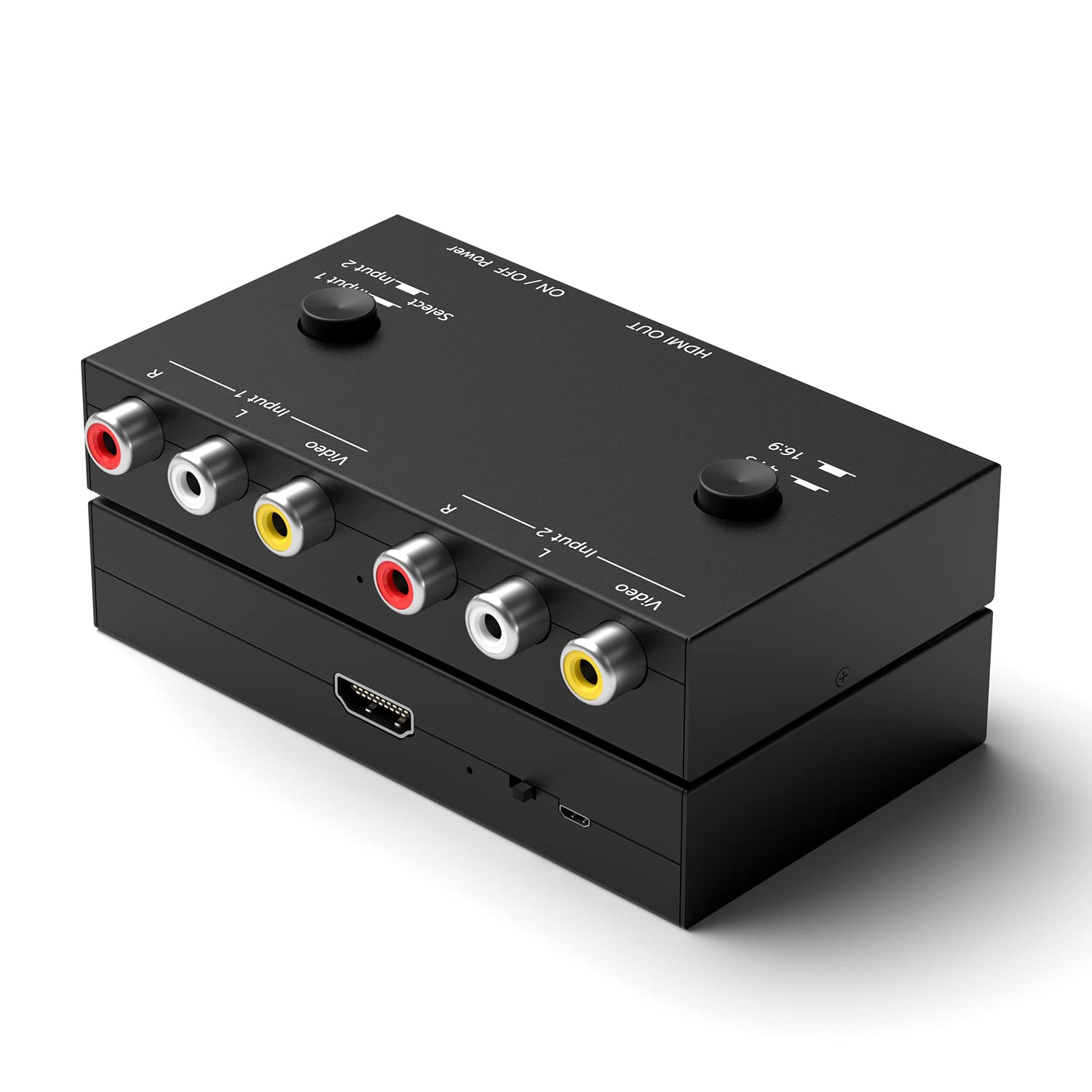 Wrugste 2 RCA to HDMI Converter, Dual AV to HDMI, Composite to HDMI Adapter Support 16:9/4:3 Compatible with WII/N64/PS2/PS3/VHS/VCR/DVD Player etc. (2 AV in 1 HDMI Out)