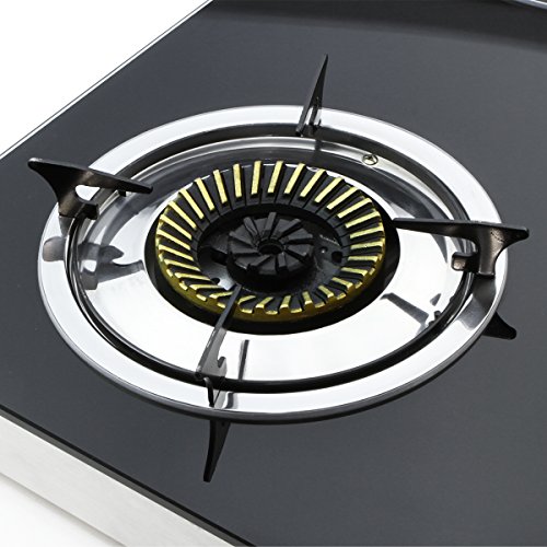 XtremepowerUS Deluxe Propane Gas Range Stove 2 Burner Tempered Glass