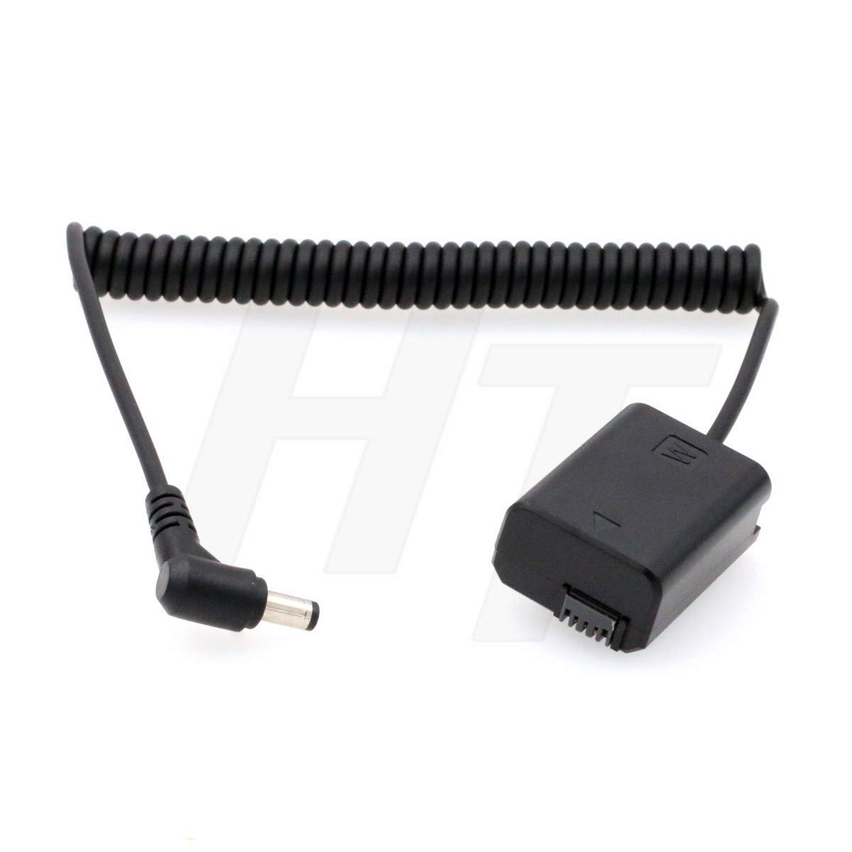 HangTon 2.1mm to NP-FW50 DC Coupler Dummy Battery for Sony A7 A7II A7S A7SII A7R A7RII A6300 A6500 A6000 A5100 NEX Series Camera (Angled DC)