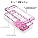 Dexnor Compatible with iPhone 7 Plus Case Glitter 3D Bling Sparkle Flowing Liquid Transparent 3 in 1 Shockproof TPU Silicone Core + PC Frame Protective Defender for iPhone 8 Plus/7 Plus/6s Plus - Pink