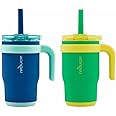 reduce 14oz Coldee Tumbler with Handle for Kids Leakproof Insulated Stainless Steel Mug with Lid & Straw –Spill Proof Chew-Resistant Straw 2 Pack