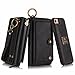 Petocase for iPhone SE 2020/iPhone 8 / iPhone 7 Wallet Case, Multi-Function Zipper Purse Detachable Magnetic Back Cover Wristlets 13 Card Slots & 4 Cash Pocket for Apple iPhone 8/7/6s/6 (Black)