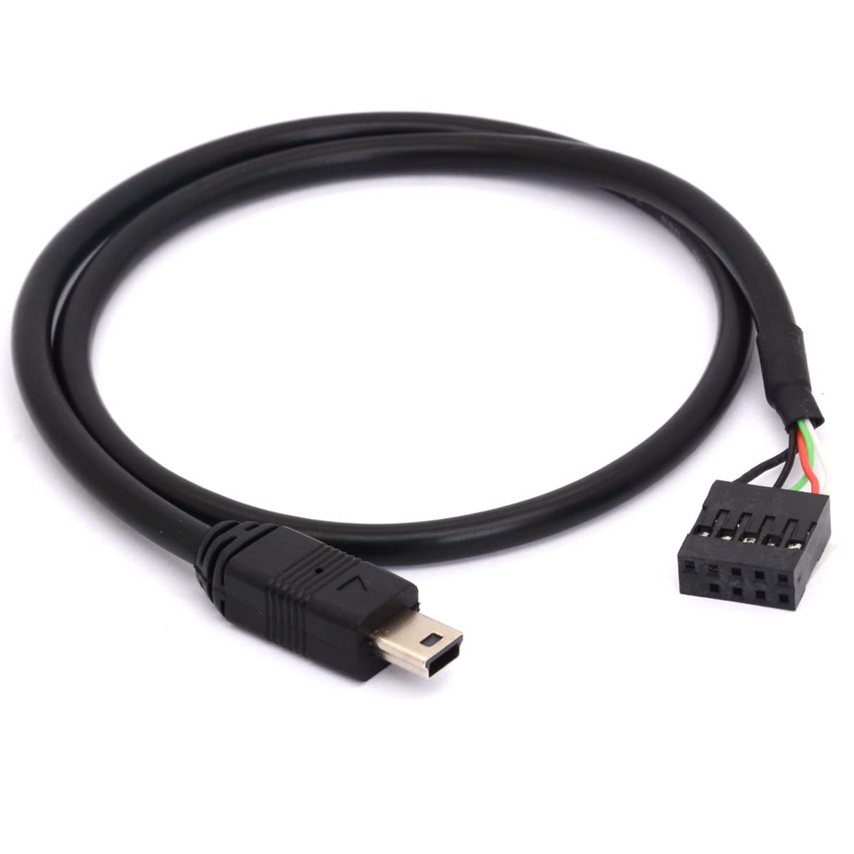 DuPont 9 Pin to Mini USB Cable Cord, Mini USB 5 pin Male to 9 Pin Motherboard Female 0.1" USB Header PCB Adapter Dupont Extended Cable