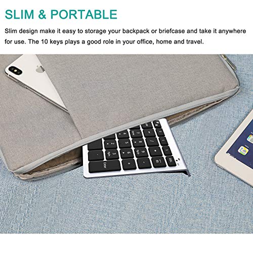 Wireless Number Pad, Lekvey Numeric Keypad : 28 Keys Multi-Function Numpad Keyboard with 2.4G Mini USB Receiver for Laptop Desktop PC Computer Notebook, Surface pro, Windows etc - Silver - Thumbnail 5
