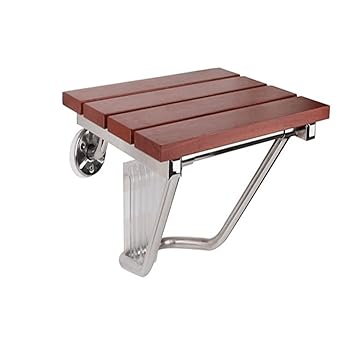 JAZS® Faltender Duschhocker, Badstuhl Wand-befestigtes Massivholzbrett + Edelstahlklammer Farbenprozeß Komfortable Anti-Rutsc