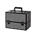 Makeup case - Professional Portable Aluminum Cosmetic Organizer Box With Folding Trays and Locks Black