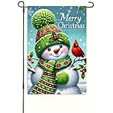 BlissYard Merry Christmas Snowman Garden Flag 12x18 Inch Double Sided Holiday Snowman with Cardinal Winter Scene Small Outdoor Yard Flag Seasonal Welcome Banner for Porch Lawn Patio Christmas Decor