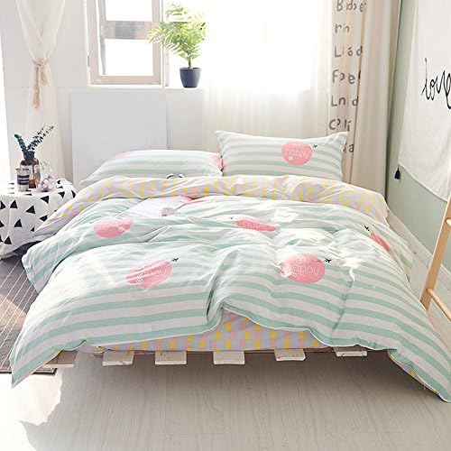 Kids Students Duvet Cover Set Cartoon Duvet Cover 100% Cotton Bedding Set Cute Bedding Sets Queen Size Duvet Cover,No Comforter,Gift Idea (#4)