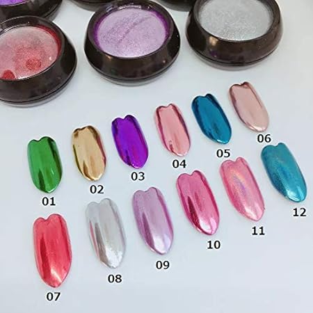 Amazon 細かい粒子で発色綺麗 最新色ネイルミラーパウダークロムパウダー コッパーピンク系4色展開 ベージュライトパープルローズ 09 パープルピンク みどりネイル グリッター ラメ 通販