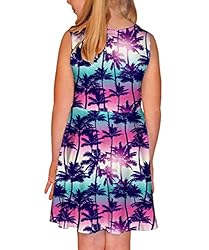 Remimi Girl's Tropical Beach Tank Dress Summer
