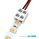 25 Pack erless Led Tape Light Connectors Tighten Screw Terminal Blocks 2 Pin 8mm Connector with Screwdriver Wire to Strip Connector for 5v 12v 24v Monochrome LED Low Voltage Strip Decorative, 2P8MM