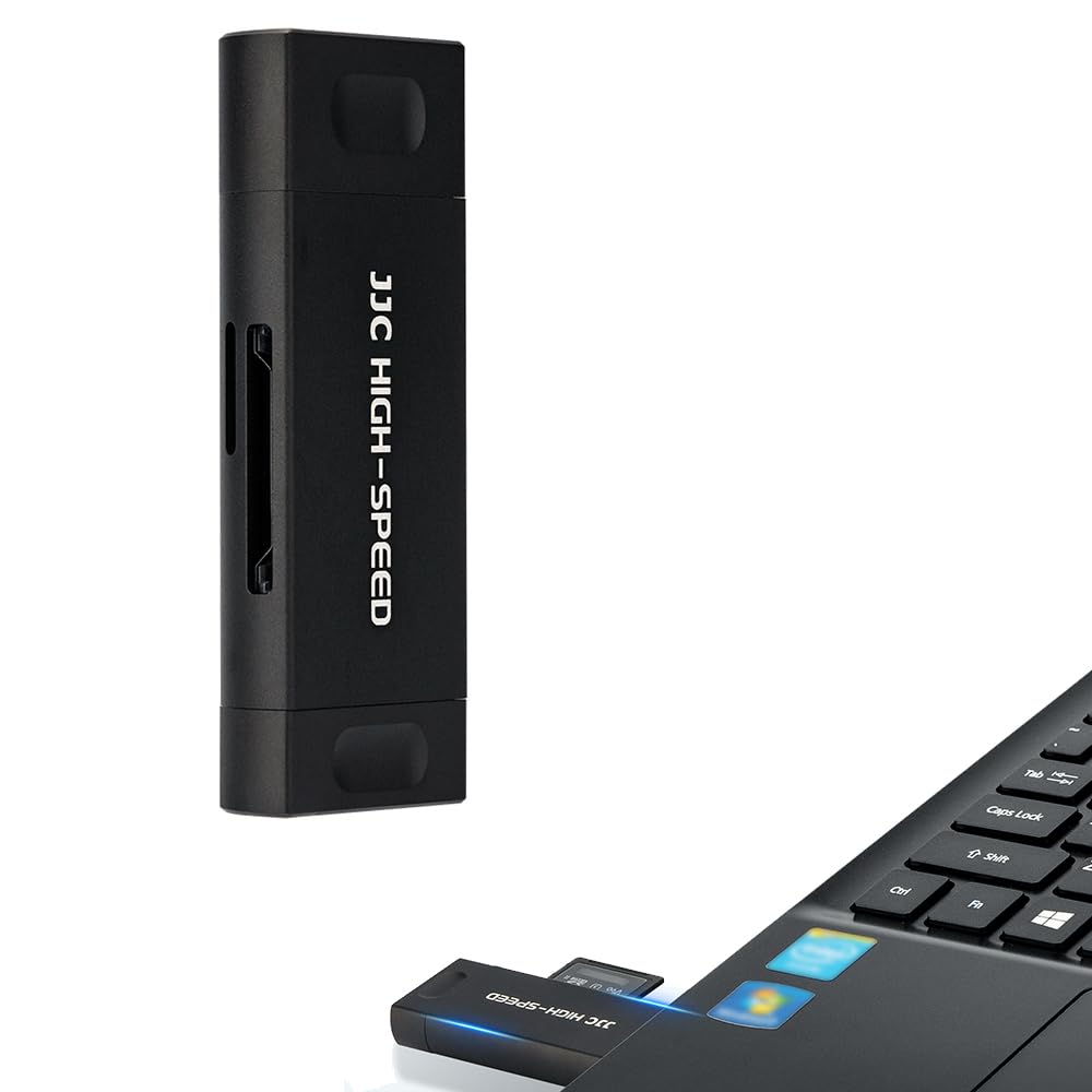 JJC 3-in-1 USB 3.1 Memory Card Reader for UHS-II SDXC SDHC SD, MMC, RS-MMC, MMCmicro, MMCmobile, miniSD, microSD, microSDXC, microSDHC and UHS-I Cards, for Windows MacOS Chrome - Black