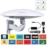 UFO 360&deg; Omni-Directional Reception Outdoor TV Antenna 65 Miles Range with Smartpass Amplified & Built-in 4G LTE Filter for Indoor,Outdoor,RV,Attic Use Support VHF &UHF Digital Signal Grey