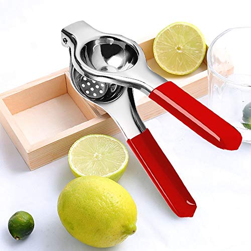 PetOde Lemon Squeezer, Premium Quality Stainless Steel Press Lemon Lime Squeezer Citrus Manual Juicer- Red