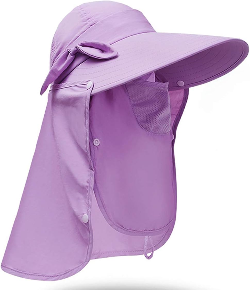 icolor Women Sun Cap Finshing Hats UPF+50 Detachable Face Mask Neck Flap Visor Wide Brim UV Sun Protection Hiking Hats