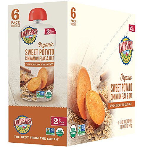 Earth's Best Organic Stage 2 Baby Food, Sweet Potato Cinnamon Breakfast, 4 oz. Pouch (Pack of 12) - Thumbnail 4