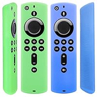 [2 Pack] Semi-Transparent Remote Case for Fire TV Stick 4K / Fire TV Cube/Fire TV (3rd Gen) Compatible with All-New 2nd Gen Alexa Voice Remote Control (Translucent Blue Green)