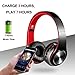 Bluetooth Headphones Over Ear, Hi-Fi Stereo Wireless Headset, Foldable, Soft Memory-Protein Earmuffs, w/Built-in Mic and Wired Mode for PC/Cell Phones/TV (Red with Case)thumb 3