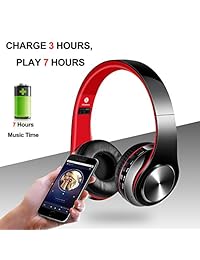Auriculares Bluetooth sobre el oído, auriculares inalámbricos estéreo de alta fidelidad, plegables, blandos de memoria, con micrófono integrado y modo de cable para PC, teléfonos celulares y TV.
