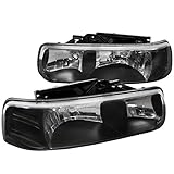 Spec-D Tuning LH-SIV99JM-RS Chevy Silverado Suburban Tahoe Euro Crystal Black Diamond Headlights