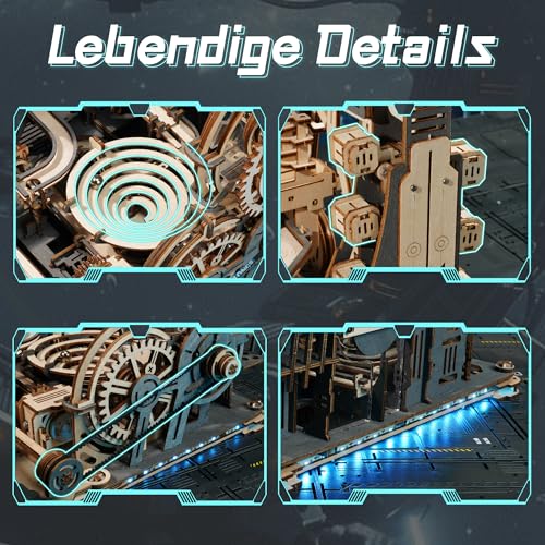 ROKR Marble Rails Combination Set 3D Puzzle Adult Model Kits Gift Idea for Men Marble Spaceport & Night City & Link Pack