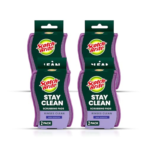 Scotch-Brite Clean & Rinse Non-Scratch Scrub Sponges – Dual-Sided Scrubber with Cloth