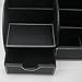 KINGFOM Pu Leather Desk Organizer Pen Pencil Holder Office Supplies Caddy Storage Box 6 Compartments with Drawer Black