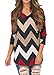 DREAGAL Woman Wavy Pattern O-Neck 3/4 Batwing Sleeve T Shirts Wine Red Large