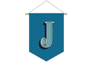 XYDEG Boy Room Decor,Personalized Initial Banner,Initial Gifts，Vintage Letter J Pennant Banner Wall Hanging for Nursery Baby Room Bedroom Dorm Playroom Front Door Decor,Monogrammed Letter Flag, 15 x 11
