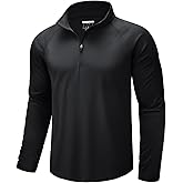 CRYSULLY Men's Long Sleeve 1/4 Zip Shirts Sun Protection Pullover UPF 50+ Rash Guard Running Lightweight T Shirt