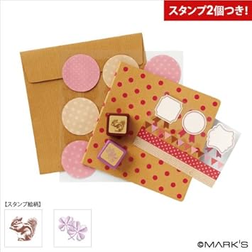 Amazon スタンプ2個付 メッセージカードキット ドット キット フォー ユー ピンク 文房具 オフィス用品 文房具 オフィス用品
