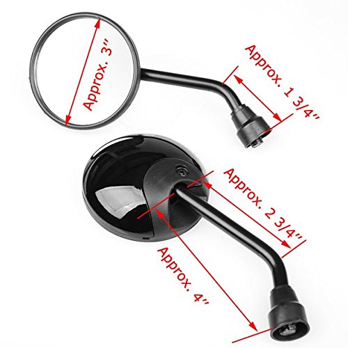Brand New 8mm 10mm Thread Gloss Black Motorcycle Bike Rear View Side Mirror Round 3" Universal For BMW G650GS - Thumbnail 6